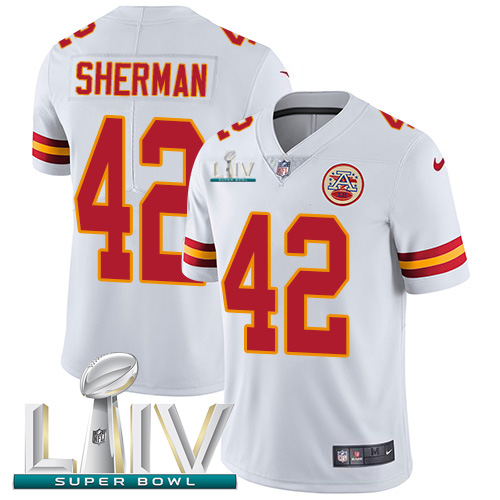 Kansas City Chiefs Nike #42 Anthony Sherman White Super Bowl LIV 2020 Men Stitched NFL Vapor Untouchable Limited Jersey->youth nfl jersey->Youth Jersey